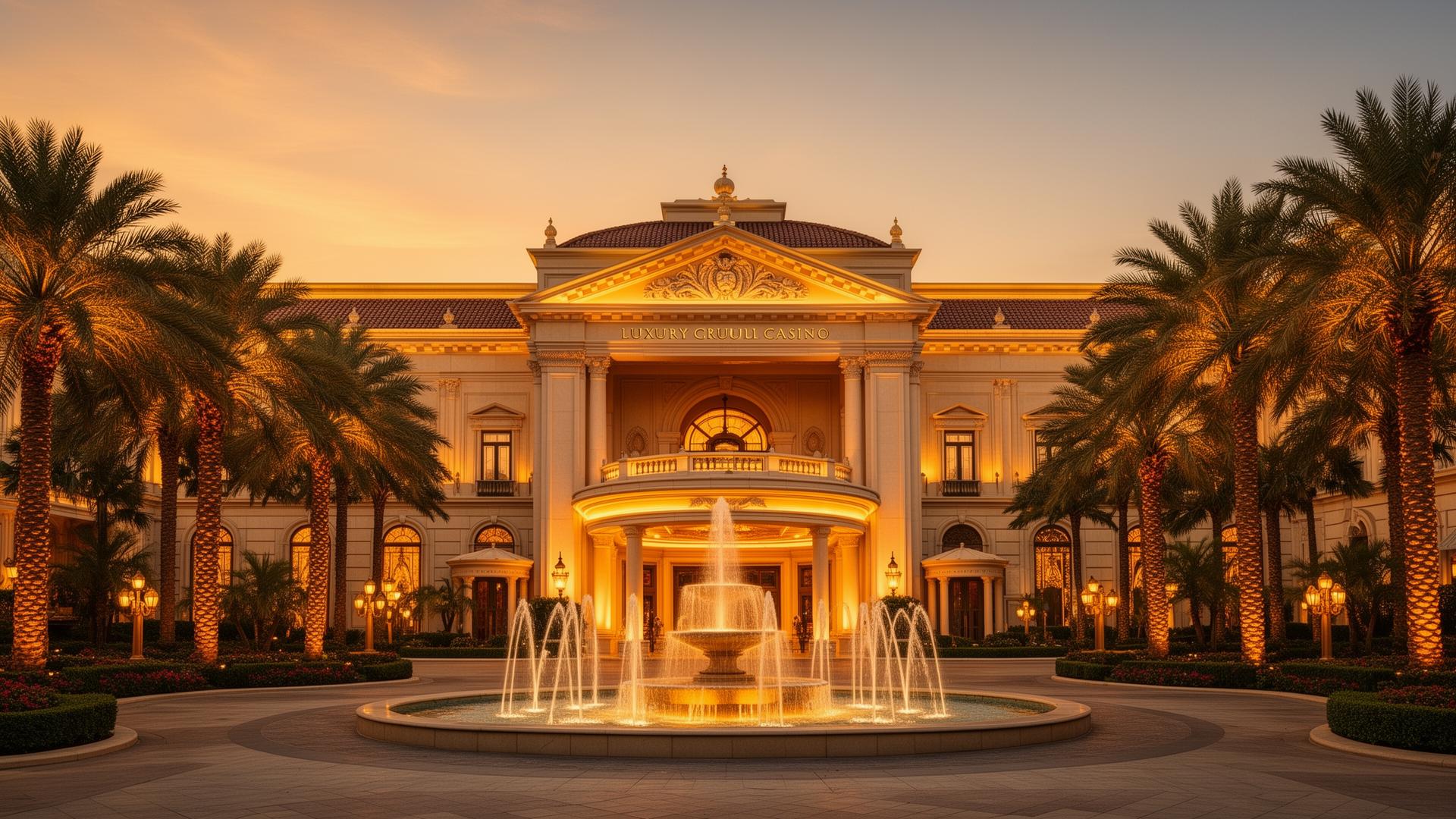 Luxury casino resort at golden hour